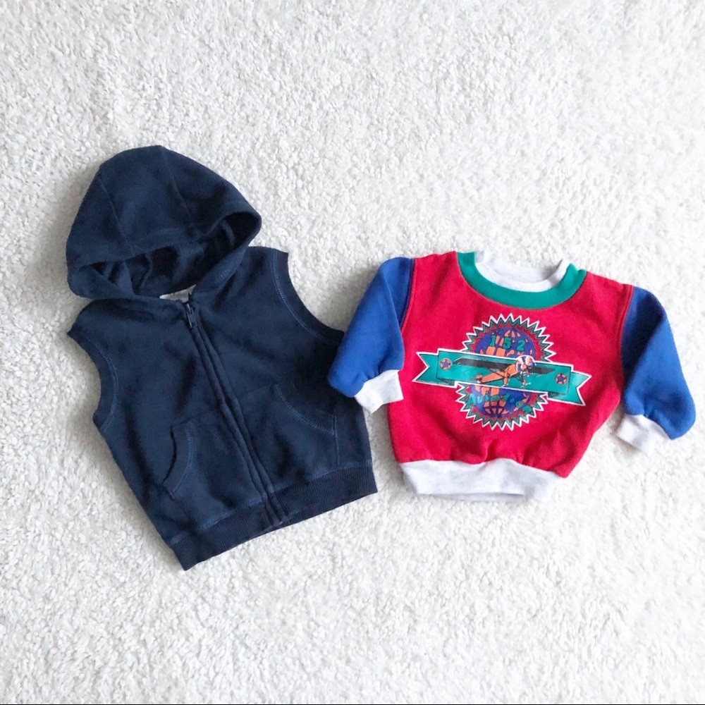Baby Boy Hooded Vest and Pullover Bundle